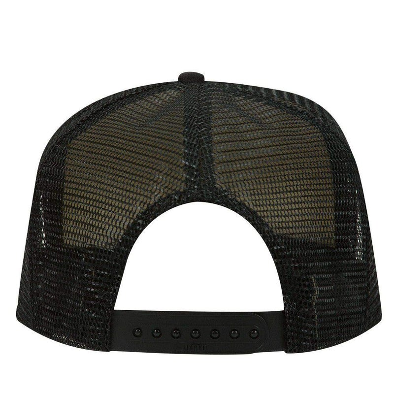 Otto Polyester Foam Front 5 Panel High Crown Mesh Back Trucker Hat - Black - Image 2